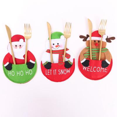 China Christamas Knife& Hot Selling Christmas Fork Holder Cover Decoration Cute Table and Fork Cover Decorations Knife Bag for sale