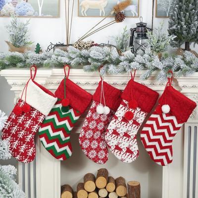 China Eco-Friendly Recycle 5 Pack Christmas Stocking Family Knitting Hanging Stockings For Xmas Holiday Party Decoration for sale