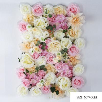 China Plant Supply Rose Peony Flower Wall Panel Eco-friendly Artificial Wedding Backdrop Decorative Flower Wall for sale