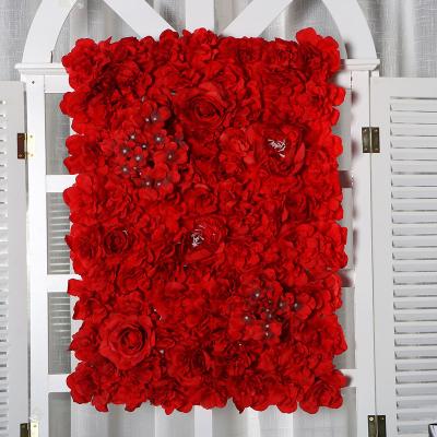 China 2021 eco-friendly warm stage background flower wall wedding decoration artificial flower wall wedding background for sale