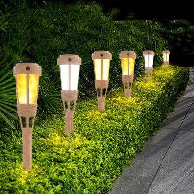 China Waterproof Flame Flickering Solar Lantern, Bamboo Solar Torches Lights Waterproof Outdoor Solar Light for sale