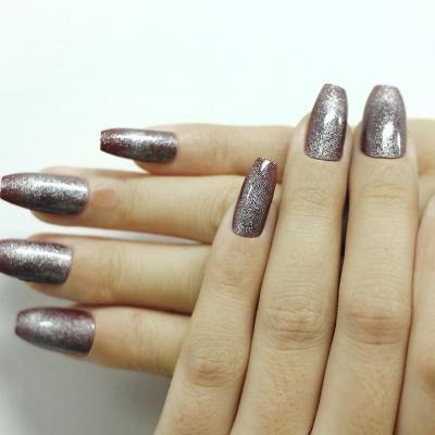 China French hot selling high quality ABS nail plate can accept customized cat eye shiny almond fake nails for sale