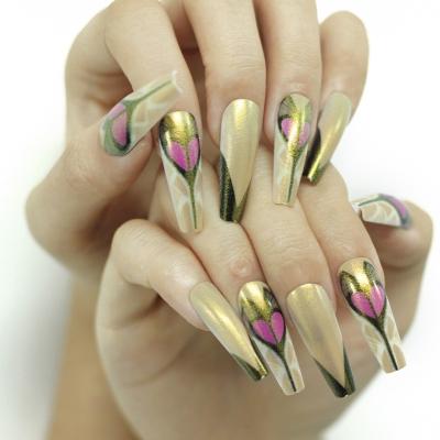 China 2023 Design Fashion Design 24pcs Tip 24pcs ABS Fake Nails High Quality Coffin Mid Length Shape False Nail for sale