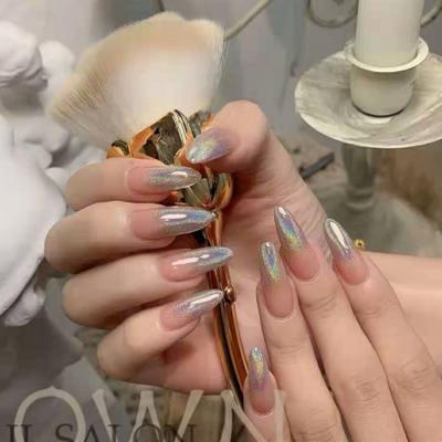 China New Design Style Tip French Press On Nails Almond Hot Pink Press On Nails Short Stick On Nails For Women for sale