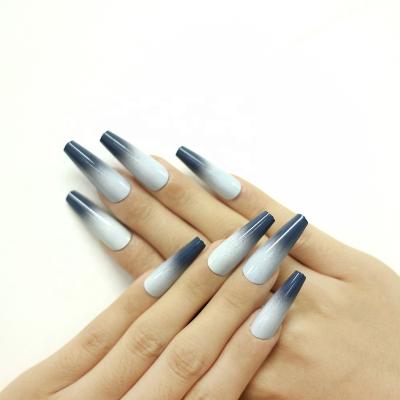 China Hot French Wholesale 24 Pieces Gradient Color Ballet T Type Fake Nails With High Quality ABS Fake Nail for sale