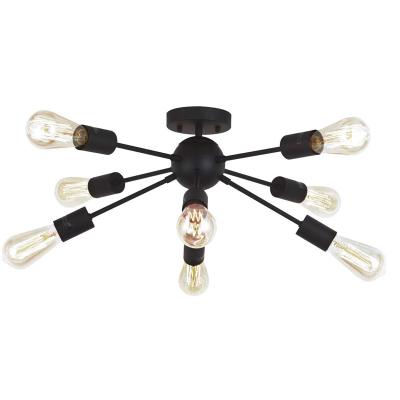 China Vintage Embeded Semi Flush Ceiling Light 8 Lights Black Industrial Sputnik Ceiling Lamp Fixture for sale