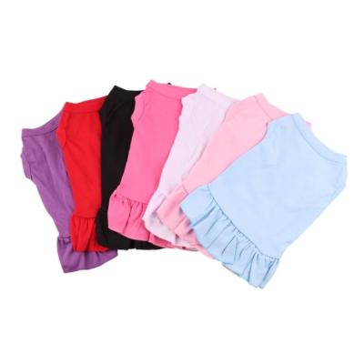 China G00977 Amazon Diy Viable Dog Apparel Pet T-shirt Skirt Solid Color Vest Skirt Dog Summer Empty T-shirt for sale