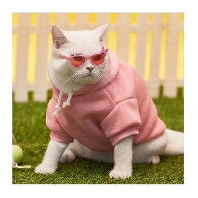 China G00824 Amazon Viable Top Wholesales Thickening Pet Cat Custom Clothes Plain Cat Hoodie Warm White To Keep Pet Clothes for sale