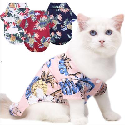 China G00831 Sustainable Wholesale Pet Clothing And Accessory Equipment Application Summer Hawaiian Pattern Printed Cool Breathable Cat Shirt for sale