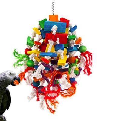 China 2021 Sustainable Popular Amazon Wooden Bird Toys Bird Chewing Toys for sale