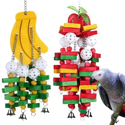 China Eco-friendly Color G00412 Wooden Cotton Parrots Macaws Bite Chewing Toy Medium And Large Bird Toys for sale