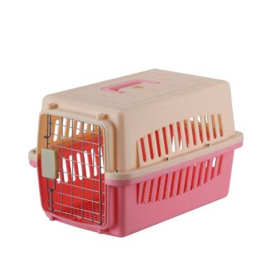 China Cat And Dog Station Wagon Breathable Small Animal Cage / Pet Car Dog Cage Metal Flying Plastic Small Kennel for sale