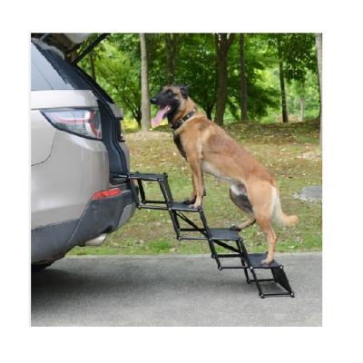 China Foldable Portable Automatic Dog Ladder G00676 Lightweight 4 Steps Waterproof Large Dog Stairs For CarsTrucks And SUVs Cargo Couch And High Bed for sale