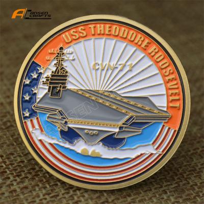 China USS Theodore Roosevelt CVN-71 Navy Gold Colorized World High Quality Challenge Coin for sale