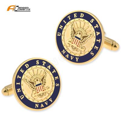 China Worlewide USA Navy Blue President Seal Campaign Gold Plating American Flag Cufflink For Men for sale