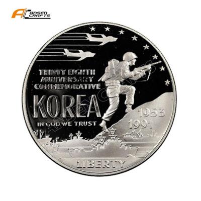 China Custom United States USA Coins Korea War Memorial Commemorative Silver Coins for sale