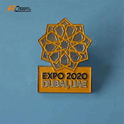 China Cheap 2020 Europe Awards Metal Badges UAE Dubai Expo Lapel Pin With Magnet for sale