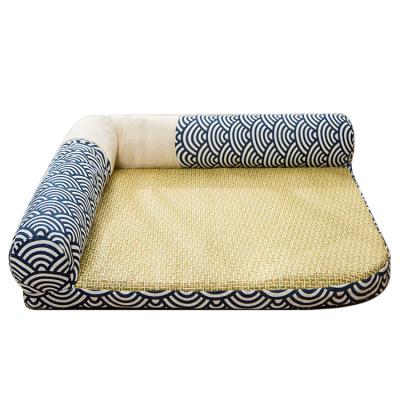 China New Travel Summer Fresh Removable Corner Four Seasons Mat Dog Kennel Pet Kennel Cat Bed Rattan Mat for sale