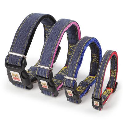 China Sewing Dogs Collars Fabric 1.0Cm 1.5Cm 2.0Cm Pets Leashes Collars Pet Viable Heavy Duty Denim Rope Small 2.5Cm for sale