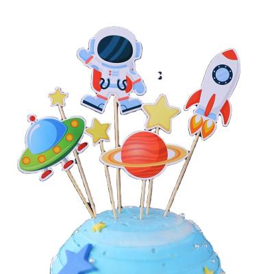 China X Rui Rocket Cake Decorations Outer Space Themed Party Decorations Paper Astronaut Outer Space Themed Party Decorations for sale