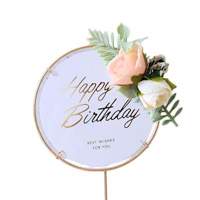 China Acrylic Metal Happy Birthday Party Decorations Wedding Cake Decor X Rui Round Metal Frame Acrylic Rose Flower Transparent Cake Decor for sale