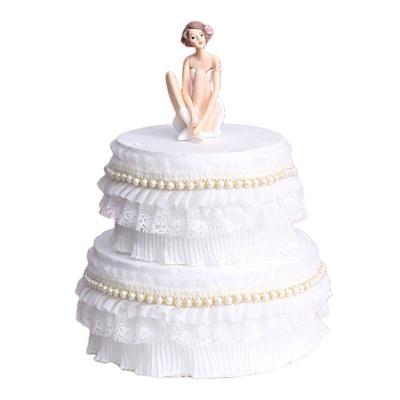 China Gauze+Imitation Pearl X Rui 2022 New Lace 8 Inch Cake Toppers Wrap Around Edge Princess Cake Toppers Happy Birthday Wedding Party Cake Toppers for sale