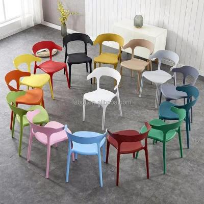 China Nordic modern minimalist plastic backrest outdoor stacking chair for restaurants and barbecue shops for sale