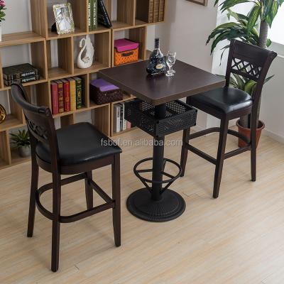 China New high table fashion coffee booth and cafe furniture nordic dining cheap used table and chairs tall chair R1763 for sale