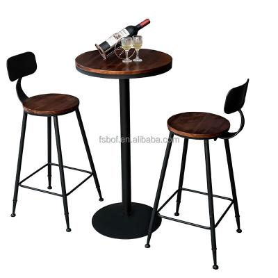 China Nordic New Fashion High Table Booth and Cafe Furniture Dining Top Cocktail Tables and Chairs Wrought Iron Around Square Quadrate Bar Table Chair Designer for sale