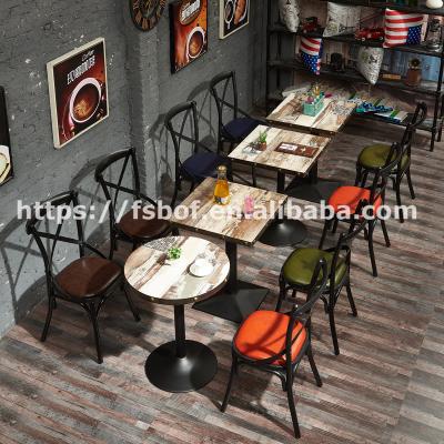 China Nordic dinning booth and table restaurant square dining tables and chairs fashion wrought iron table design cafe furniture for sale