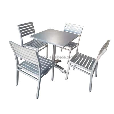 China Modern Full Aluminum Outdoor Coffee Table And Chair For Bistros Shop Beer Bar for sale