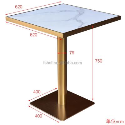 China High End Stainless Steel Modern Gold Marble Dining Table Wholelsale Rock Panel Dining Table For Restaurant Store for sale