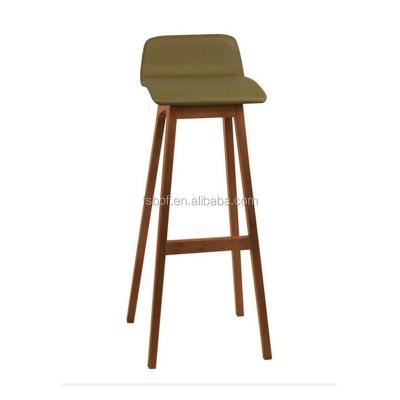 China Nordic dining chair hotsale leather bar stool, wooden bar stool, yellow leather bar stool SIH8053 for sale