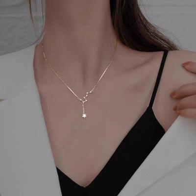 China FASHIONABLE CZ Jewelry 925 Sterling Silver Rose Gold Thin Cubic Zirconia Fine Star Triones Choker Pendant Necklace for sale