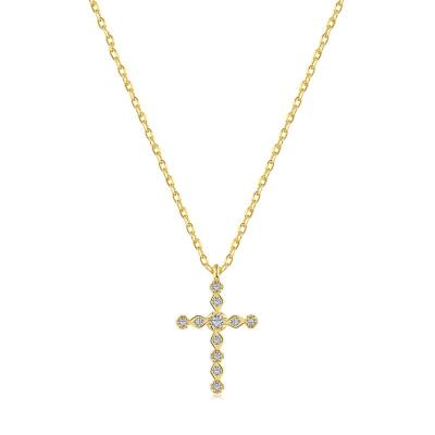 China Tasty Jewelry s925 Sterling Silver Cross Necklace Women 18K Gold Plata Layer Zirconia Pendant Minimalist TRENDY Necklaces for sale