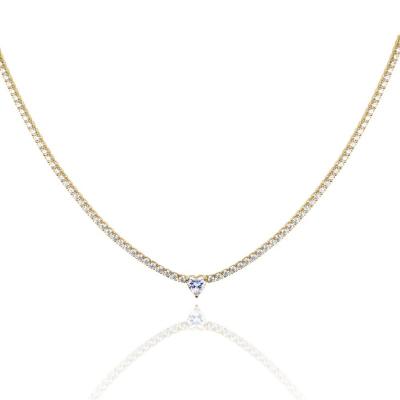 China 925 Silver Zircon wholesale FASHIONABLE Diamond Tennis Chain Silver Chocker 925 Sterling Silver Chunky Tennis Necklace gold 3MM for sale