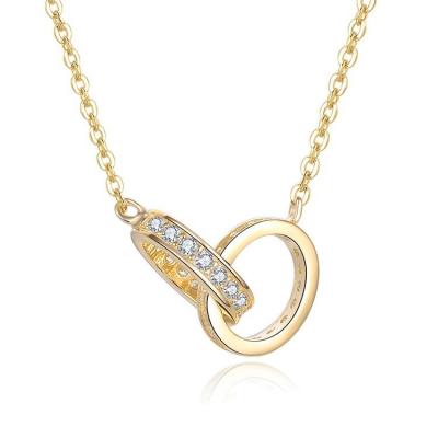 China Wholesale Jewelry TRENDY Jewelry Dainty 925 Sterling Silver Necklace Women Gold Plated Cubic Zirconia Couples Necklace for sale