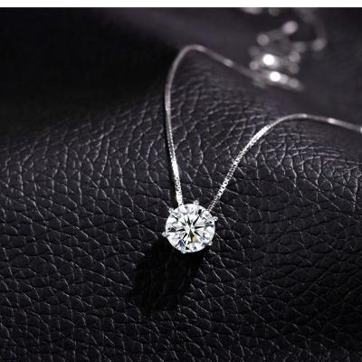 China FASHIONABLE Shinny 925 Sterling Silver Crystal Necklace Jewelry Geometric Zircon Round Pendant Necklace For Women for sale