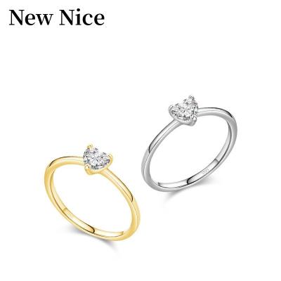 China Newnice Luxury Fashion Trendy Jewelry Handmade Heart Stone18k Gold 925 Sterling Silver Women 18k Engagement Wedding Rings For Women for sale