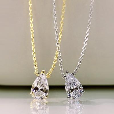 China TRENDY Custom Custom Women Wedding Zircon Jewelry 18k Gold Plated 925 Sterling Silver Pear Shaped Diamond Pendant Necklace for sale