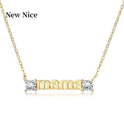 China Jewelry Manufacturer 925 Sterling Silver 18k Gold Plated Letter Mothers Mom Necklace Zircon Chain Gift Wholesale TRENDY Today for sale