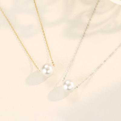 China TRENDY Minimalist Fashion Clavicle Chain Jewelry 925 Sterling Silver Fresh Water Pearl Pendant Necklace for sale