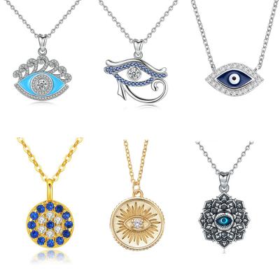 China 925 Sterling Silver Religious Jewelry Spiritual Necklace Mandala Third Evil Devil's Eye Pendant Necklace Wholesale TRENDY for sale