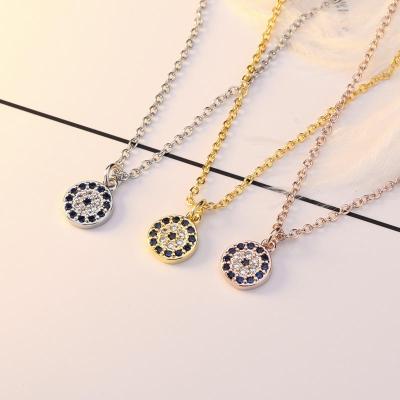 China Custom Necklace TRENDY Diamond Turkey Evil Eye Pendant Women's 14K Gold Sterling Silver Link Chain Jewelry Fashion 925 for sale