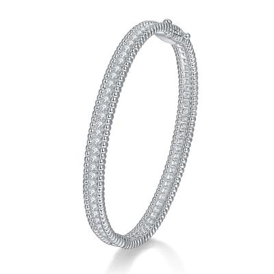 China Custom Women Famous FASHIONABLE High End Thin Band Designer Jewelry White Gold Plated 925 Silver Zircon Diamond Moissanite Bracelet & Bangles for sale