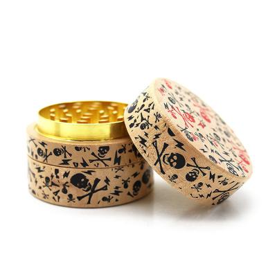 China Tobacco Herb Printed Wood Metal 60mm Speed ​​Smoke Herb Grinder Amazon Hot Grinding Mockup for sale