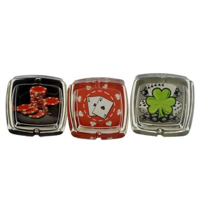 China Herb Smoking Square Dies Glass Ashtray With Cartoon Stickers Cheap Cigar Ashtray In Stock for sale