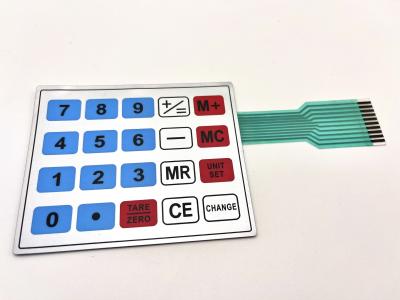 China Customized Matrix 4*5 Design Flat Membrane Switch With Silver Spot Flex Cable for sale