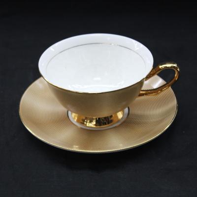 China Tangshan Viable High Quality Customization Hot Selling Gold Foil Cups And Saucers White Bone China for sale