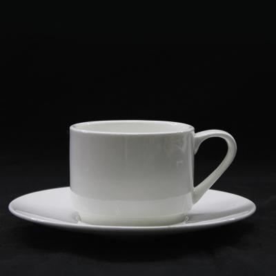 China Tangshan Viable High Quality Customization Hot Sale White Stackable Cup And Saucer 170ml Bone China for sale